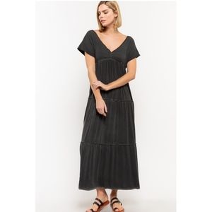 Mineral Washed Tiered Maxi Dress